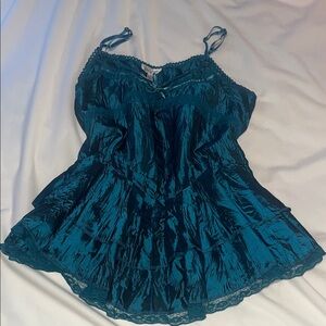 Anne Giorgio Teal lace Satin Camisole Top